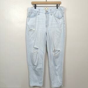 Madewell Jeans Womens 29 Slouchy Boyjean Wrightlane Light Wash Knee Rips Baggy